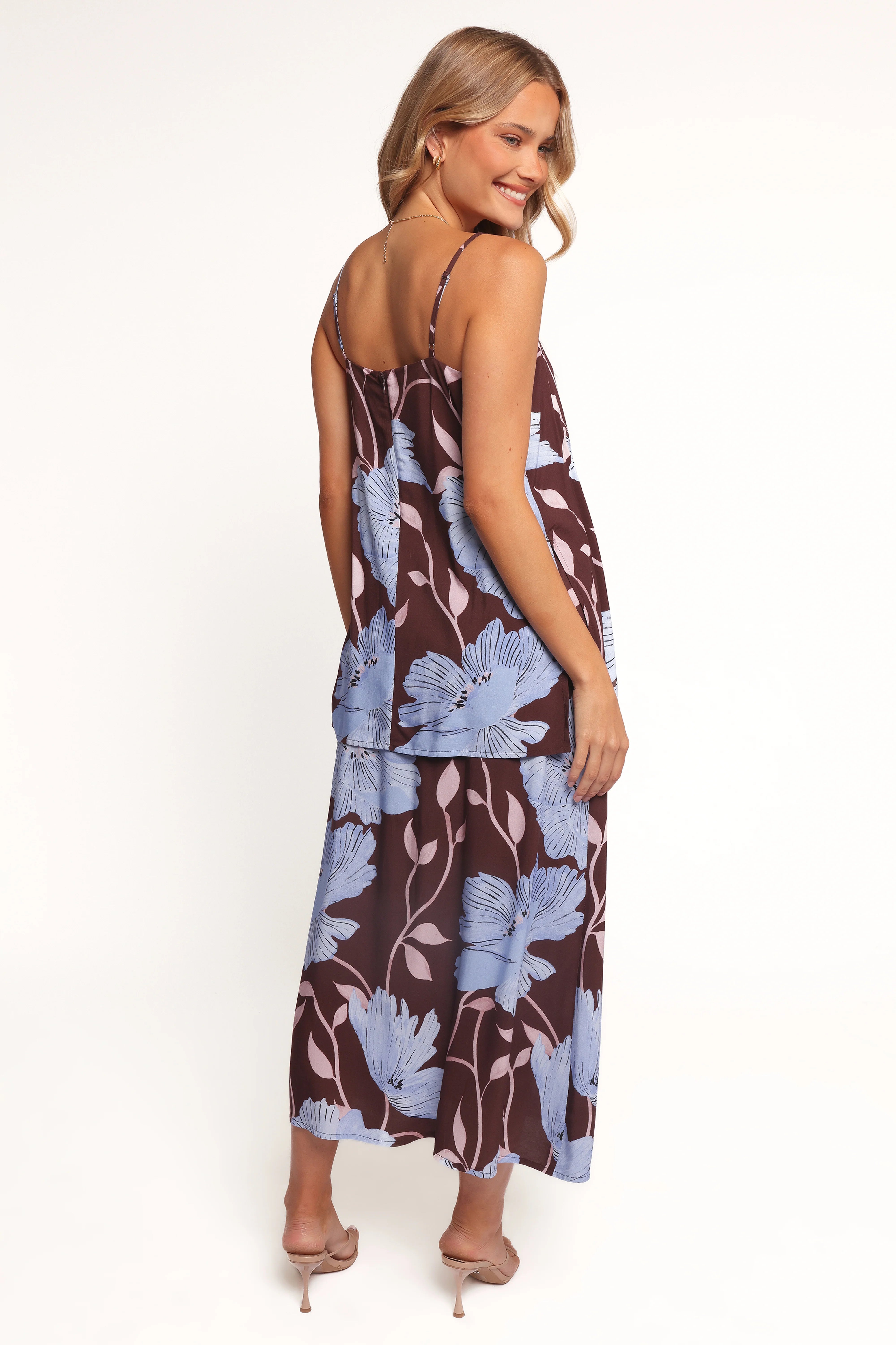 Angie Midi Skirt Blue Poppies