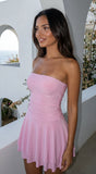 Siana Strapless Ruched Mini Dress Pink