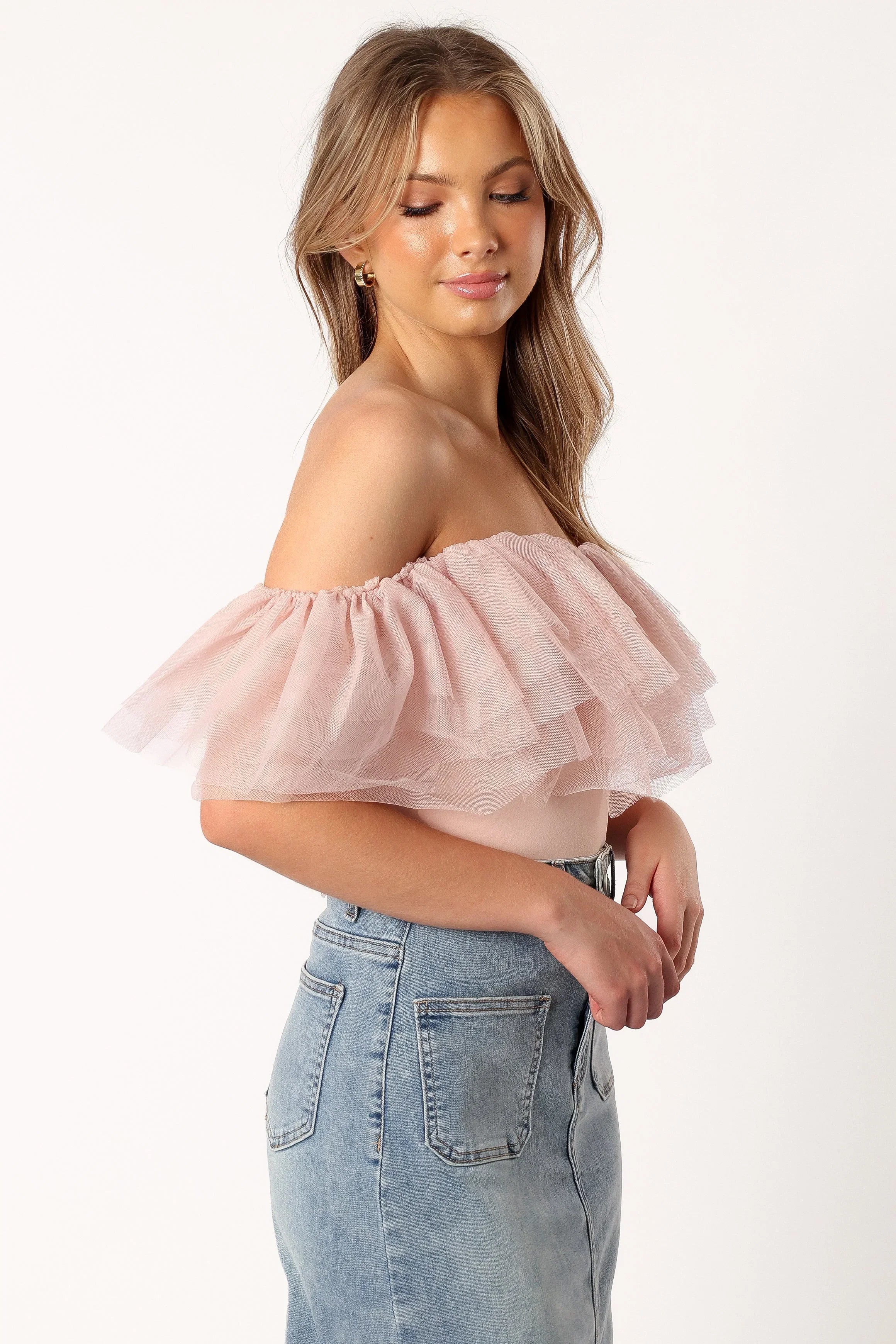 Dae Off Shoulder Bodysuit Blush