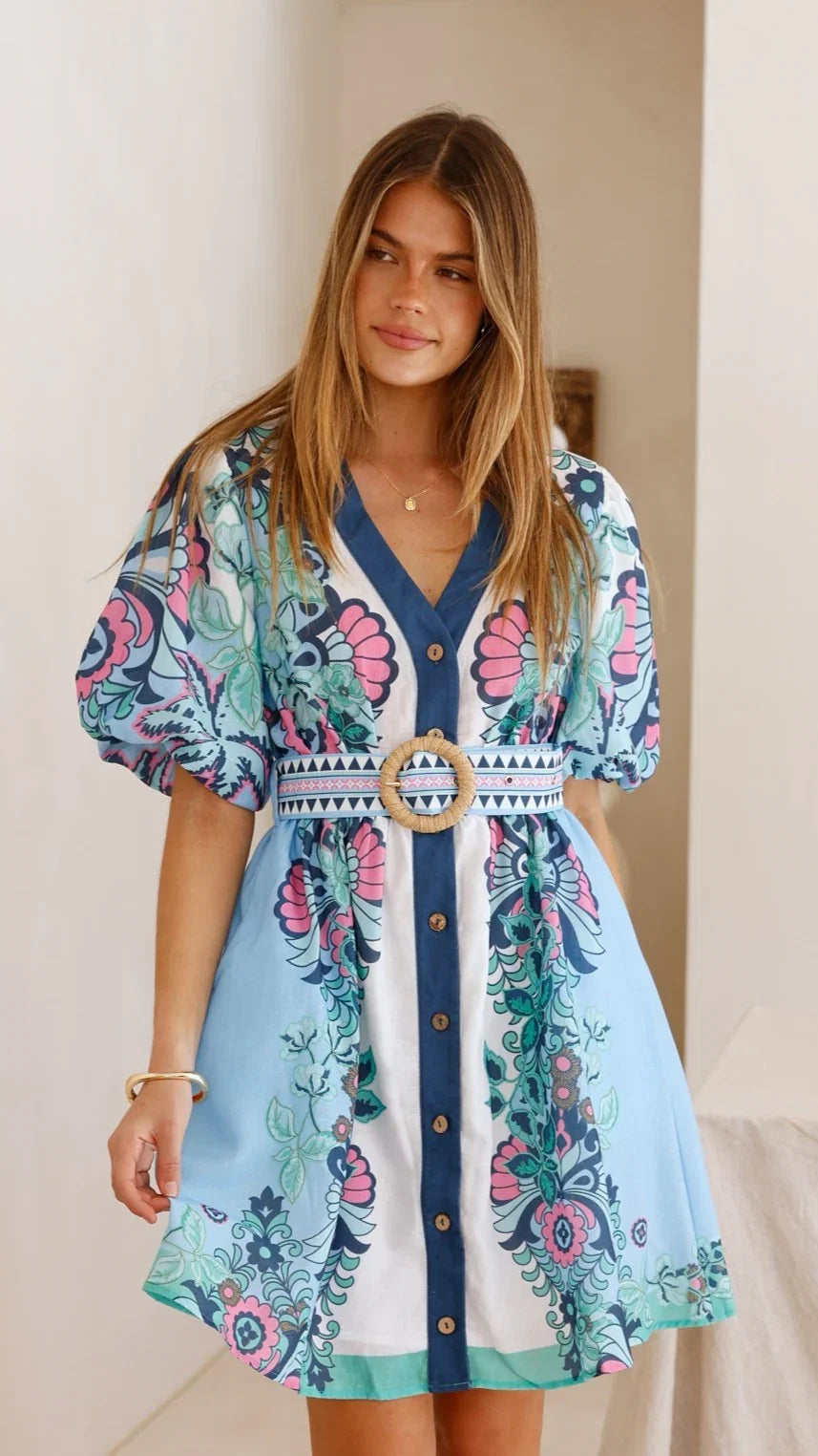 Dali Mini Dress Island Bloom Blue