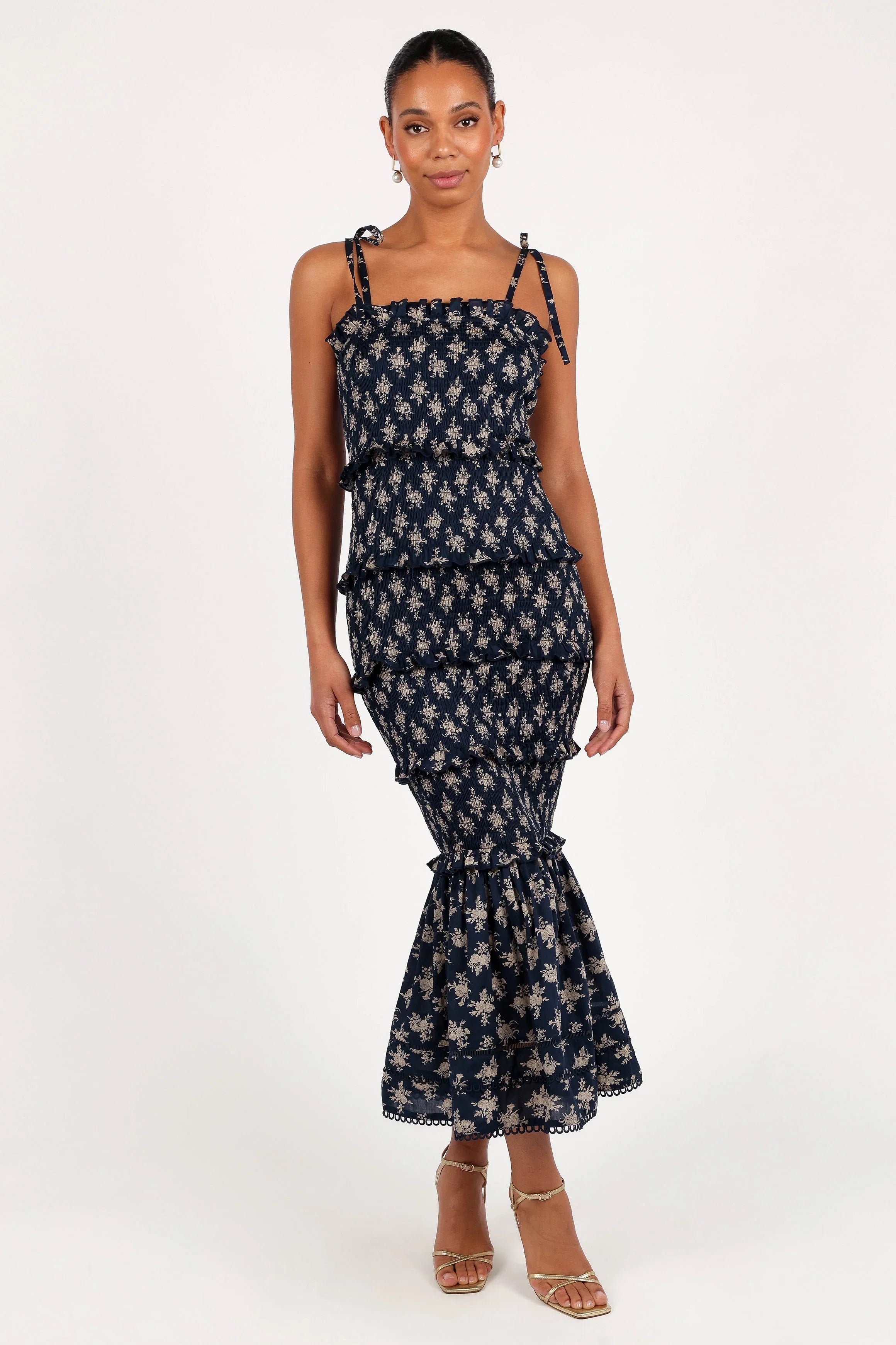 Jazy Midi Dress Navy Floral