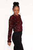Scarlette Cropped Jacket Burgundy Sequin
