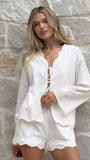 Leelo Tie Front Top and Shorts Set White