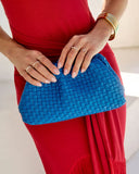 Janice Woven Leather Pouch Clutch