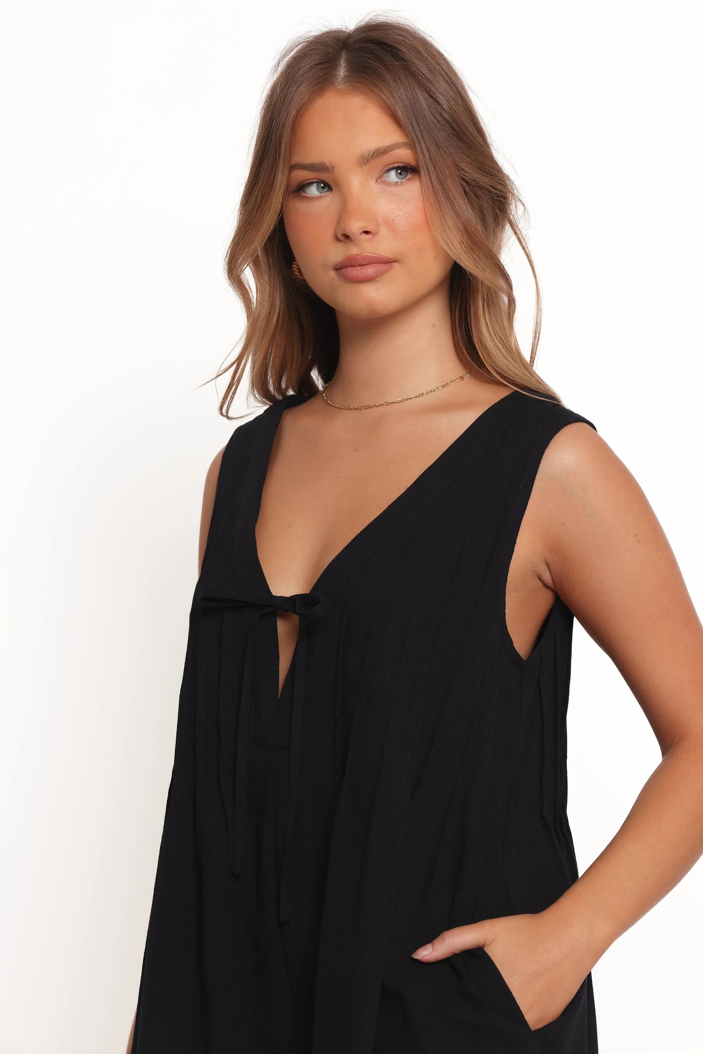 Kallie Tie Front Romper Black