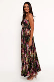 Angelique Strapless Maxi Dress Grey Blurred Floral
