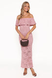 Mirelle Off Shoulder Lace Maxi Dress Pink