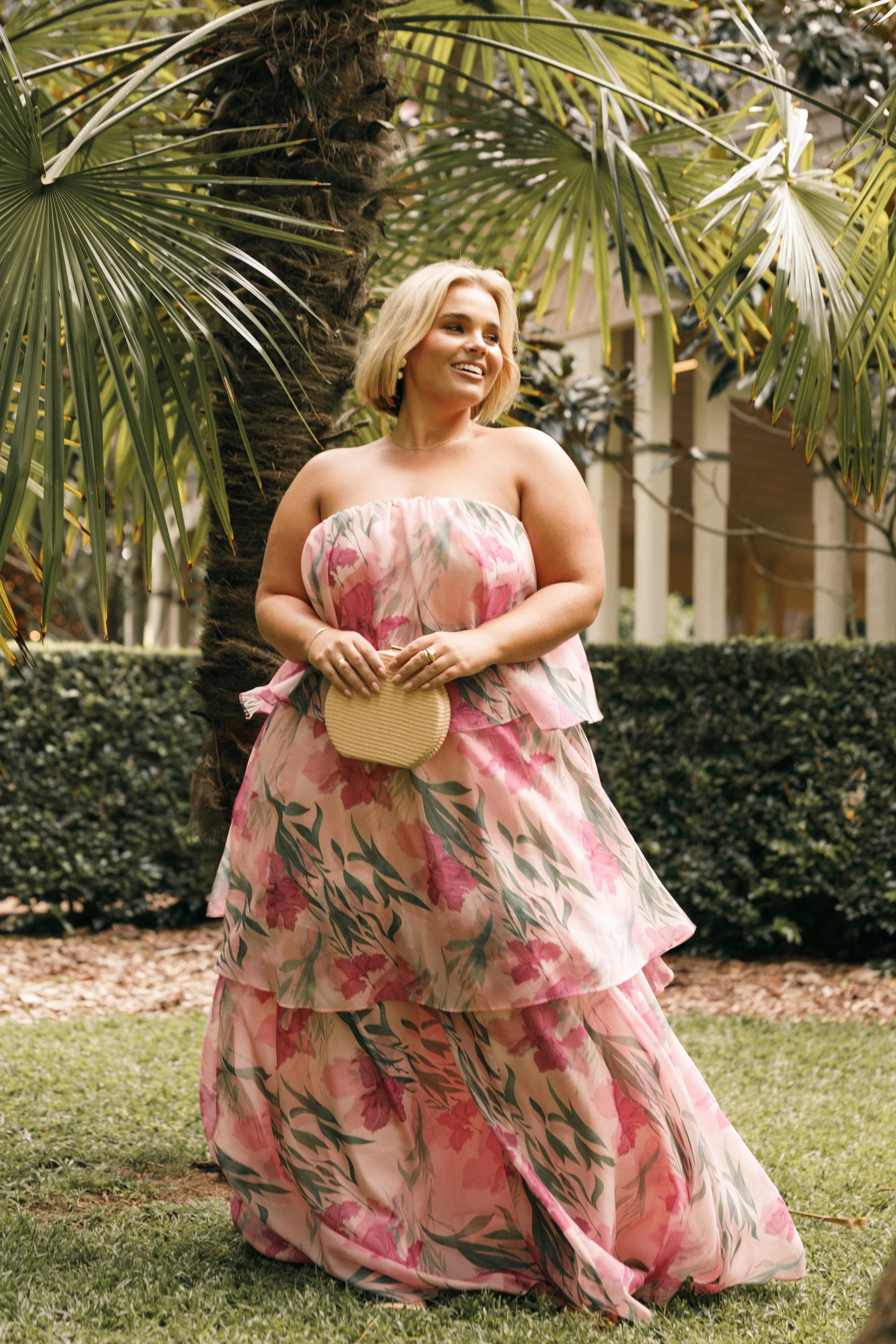 Bloom Strapless Maxi Dress Pink Floral