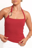 Yulissa Halter Knit Top Red