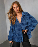 Bette Textured Velvet Button Down Top