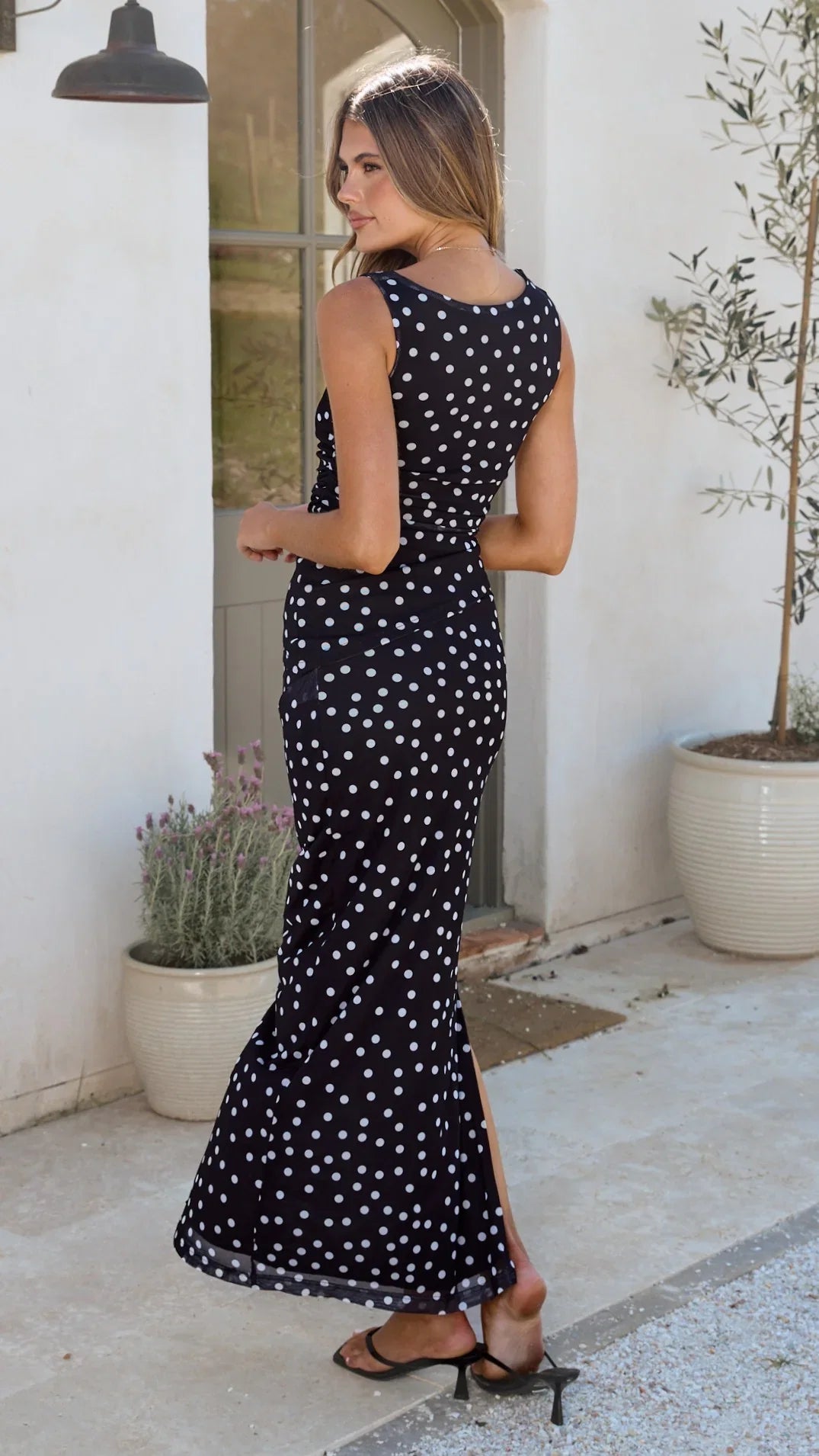 Janika Maxi Skirt Black White Polka Dot