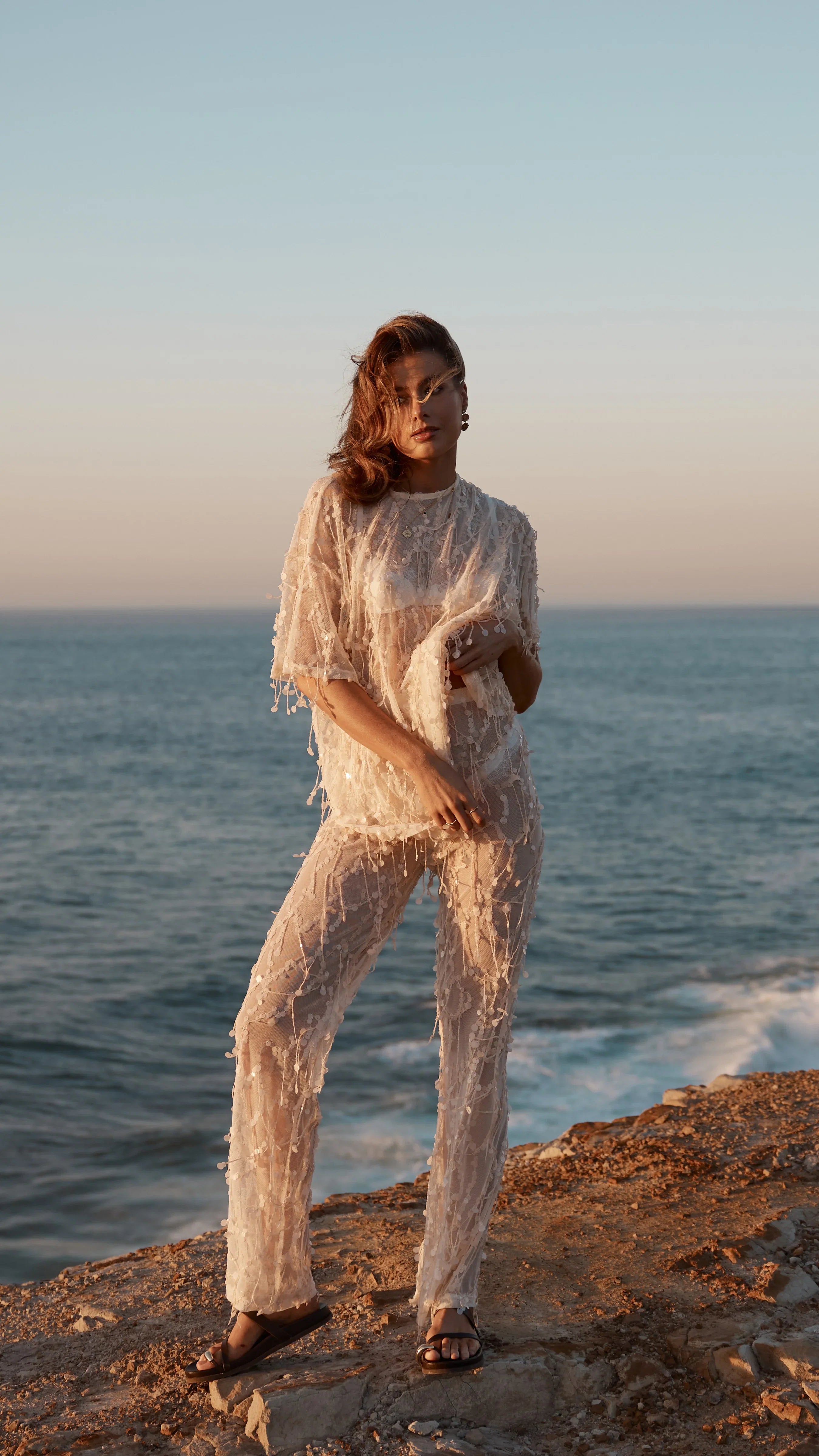 Zabby Sequin Pants Beige
