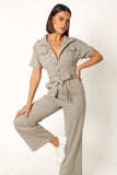 Demi Contrast Stitch Jumpsuit Olive