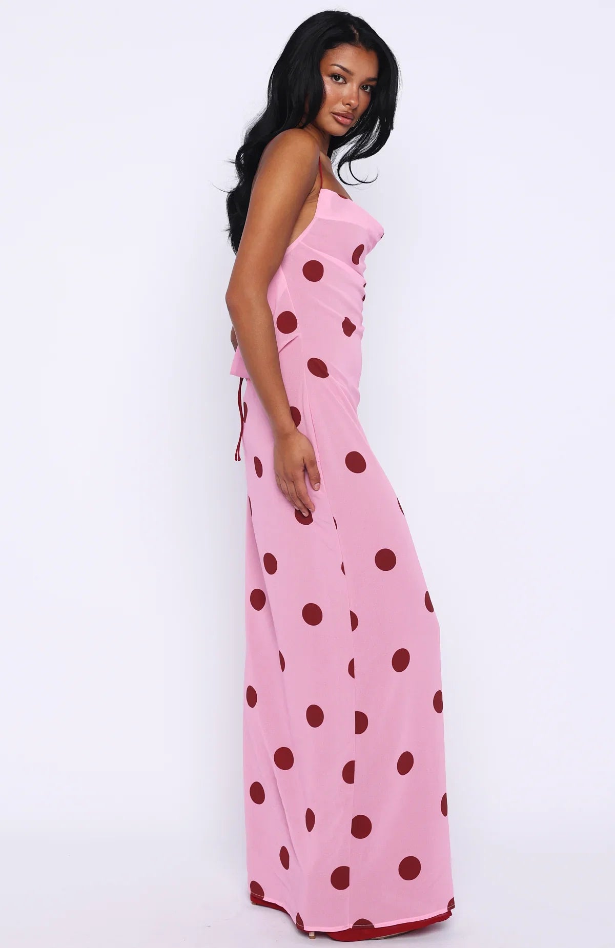 Peony Pop Maxi Dress Pink Polka Dot