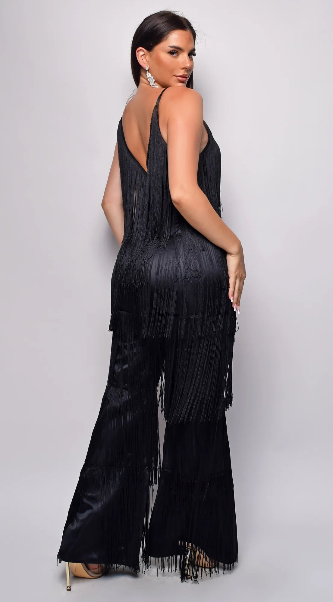 Daciana Black Fringe Jumpsuit