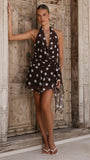 Lily Halter Mini Dress Chocolate Spot