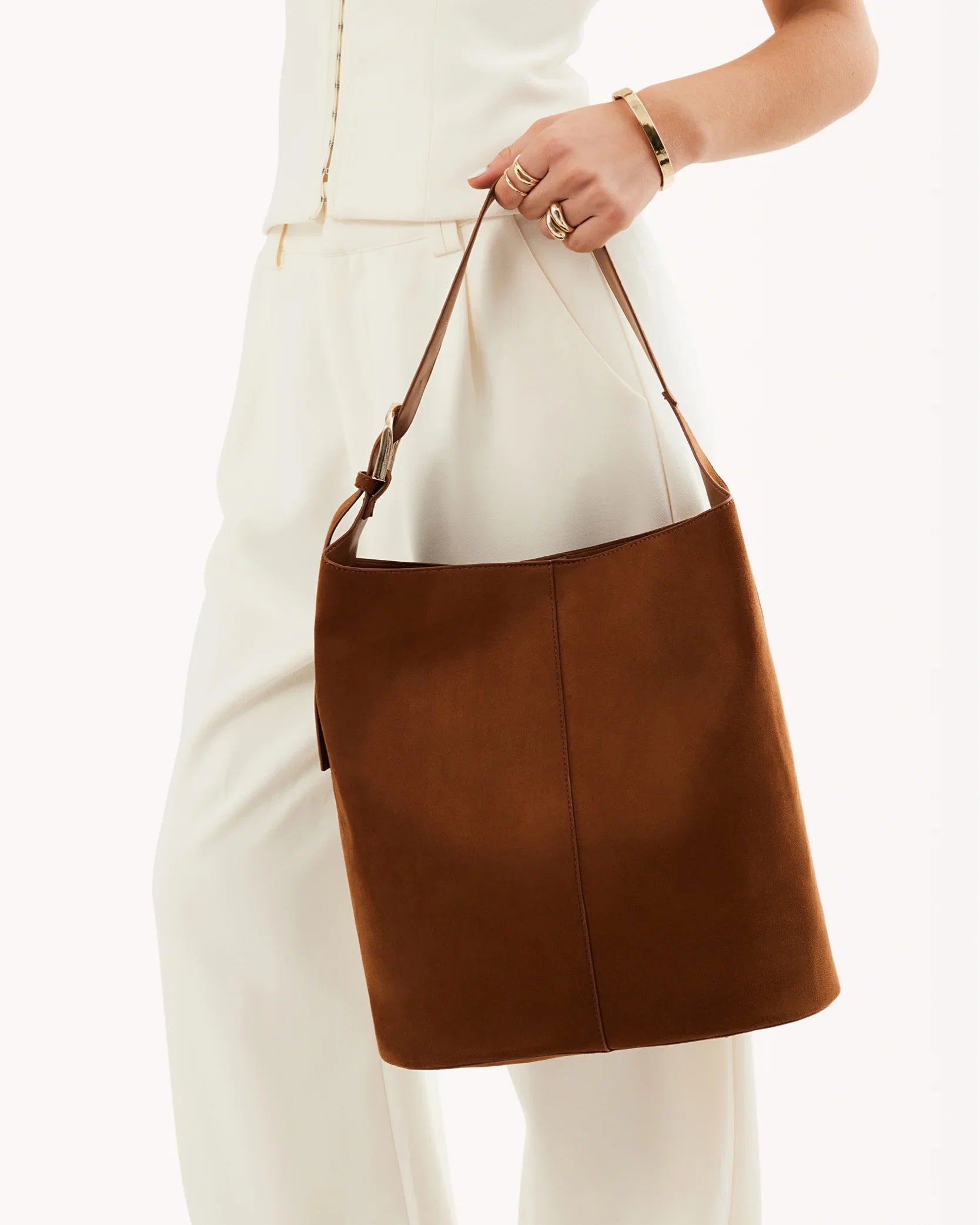 Cali Shoulder Bag Tan Suede