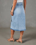 Class Act Denim Wrap Midi Skirt