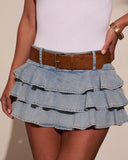 Gisela Belted Denim Mini Skirt