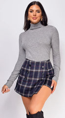 Gigi High Neck Long Sleeve Top Gray