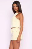 Happiness Is Key Mid Rise Denim Mini Skirt Lemon