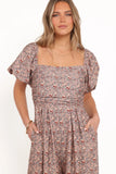 Jayda Puff Sleeve Jumpsuit Grey Floral