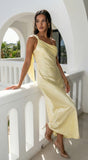 Valencia One Shoulder Satin Maxi Dress Butter Yellow