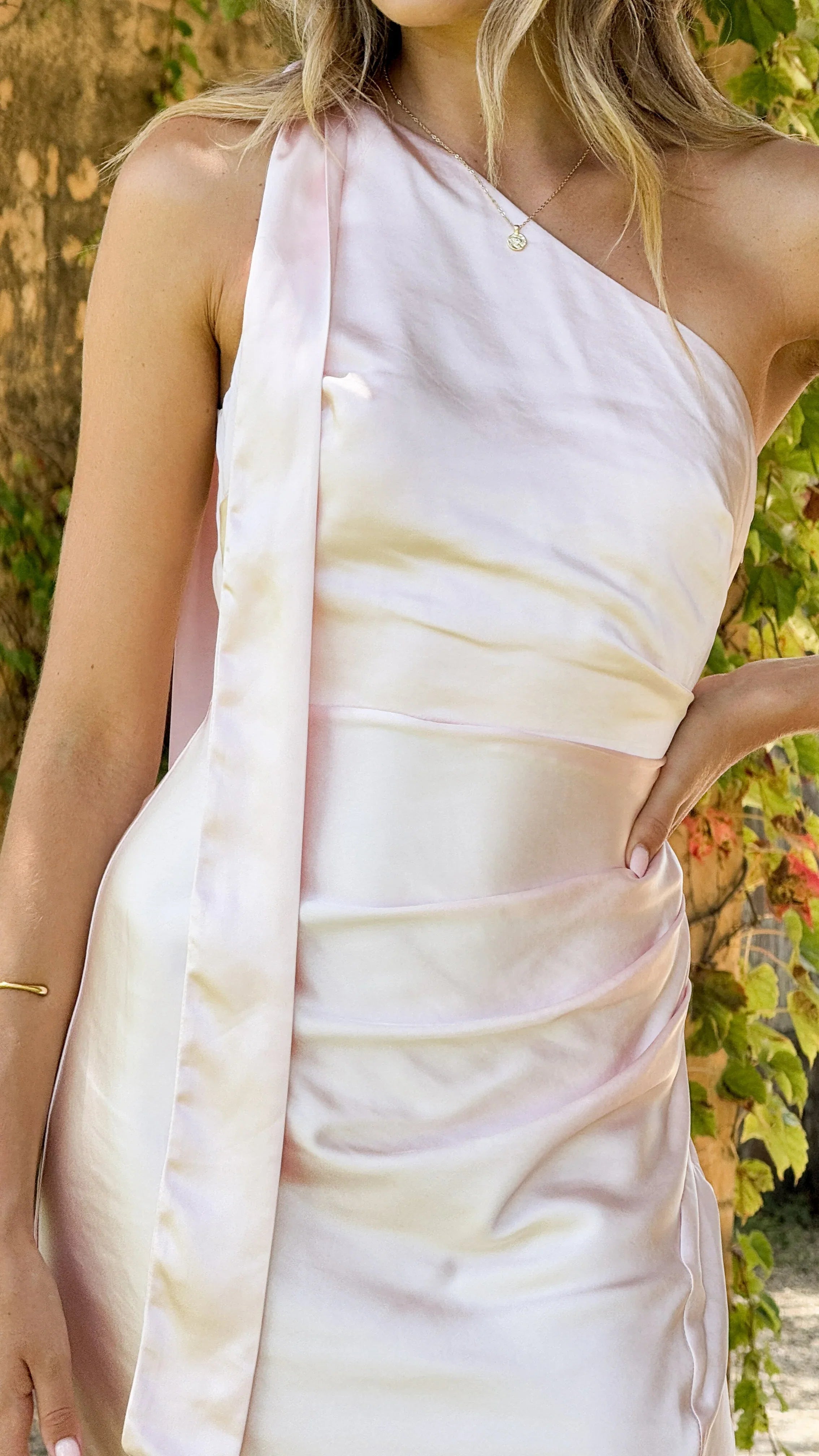 Halle One Shoulder Maxi Dress Pink