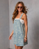 Abegail Floral Denim Overall Mini Dress