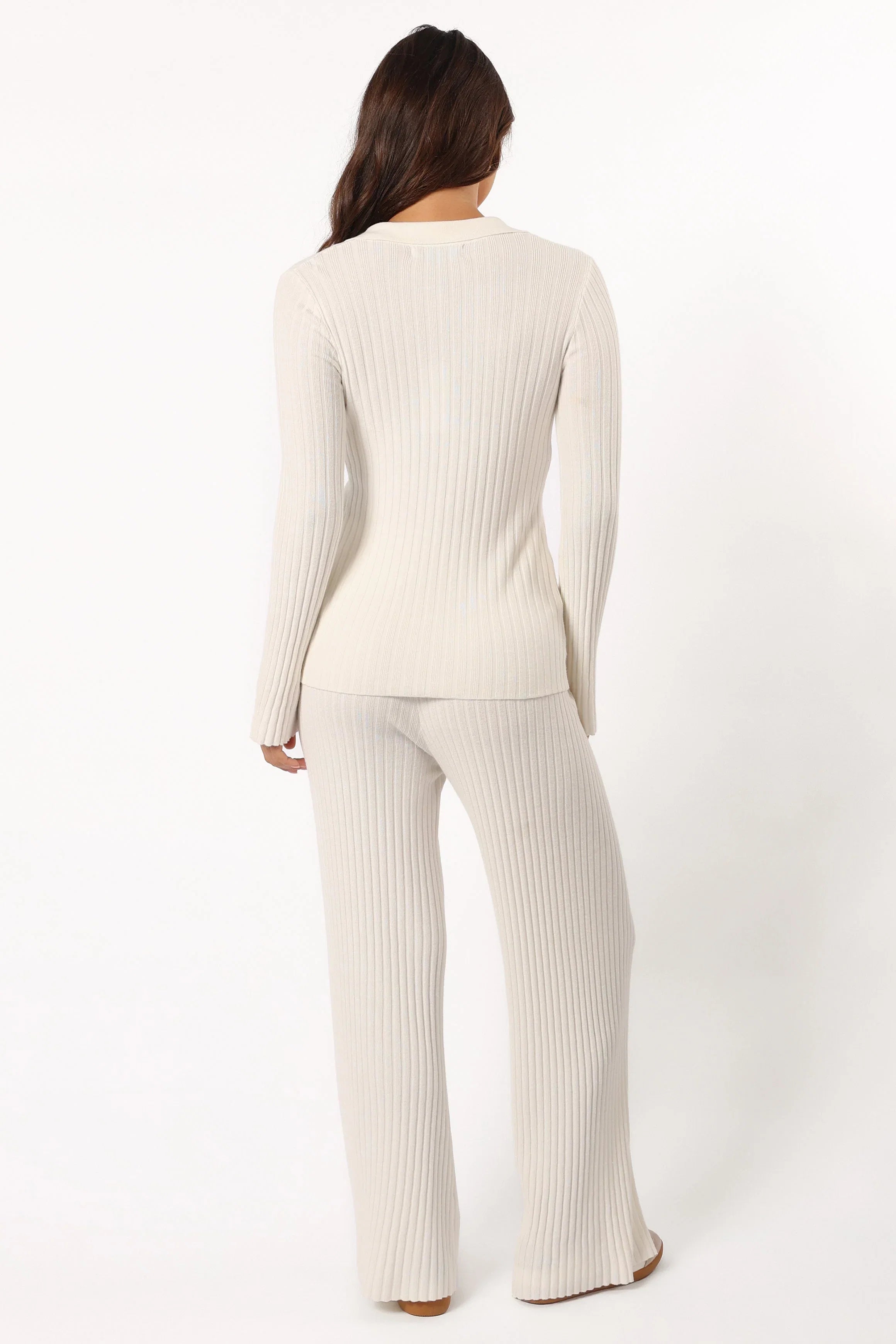 Aylia Ribbed Knit Set Off White