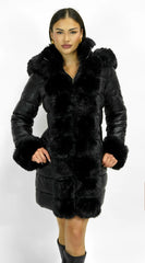 Glacier PU Puffer Fur Jacket Black