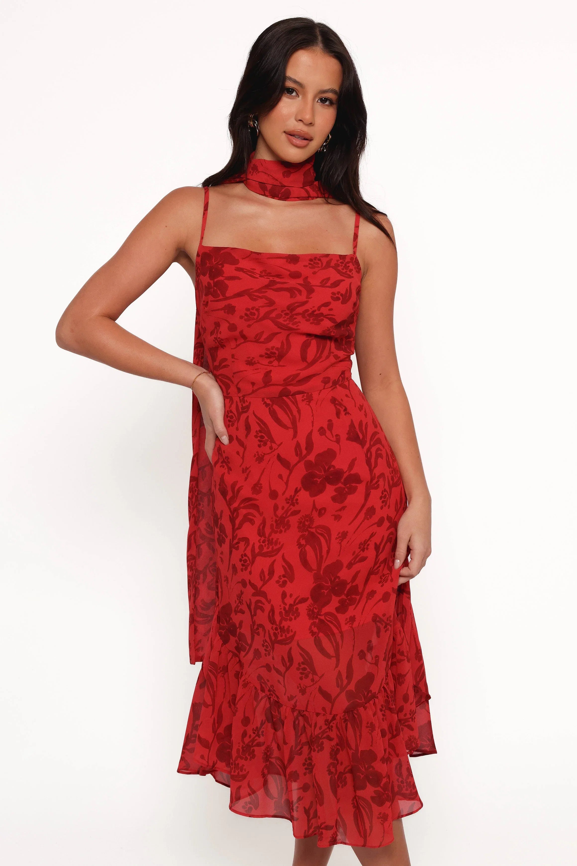 Francesca Midi Dress Red Floral