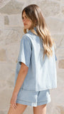 Adia Top and Shorts Set Light Blue Denim