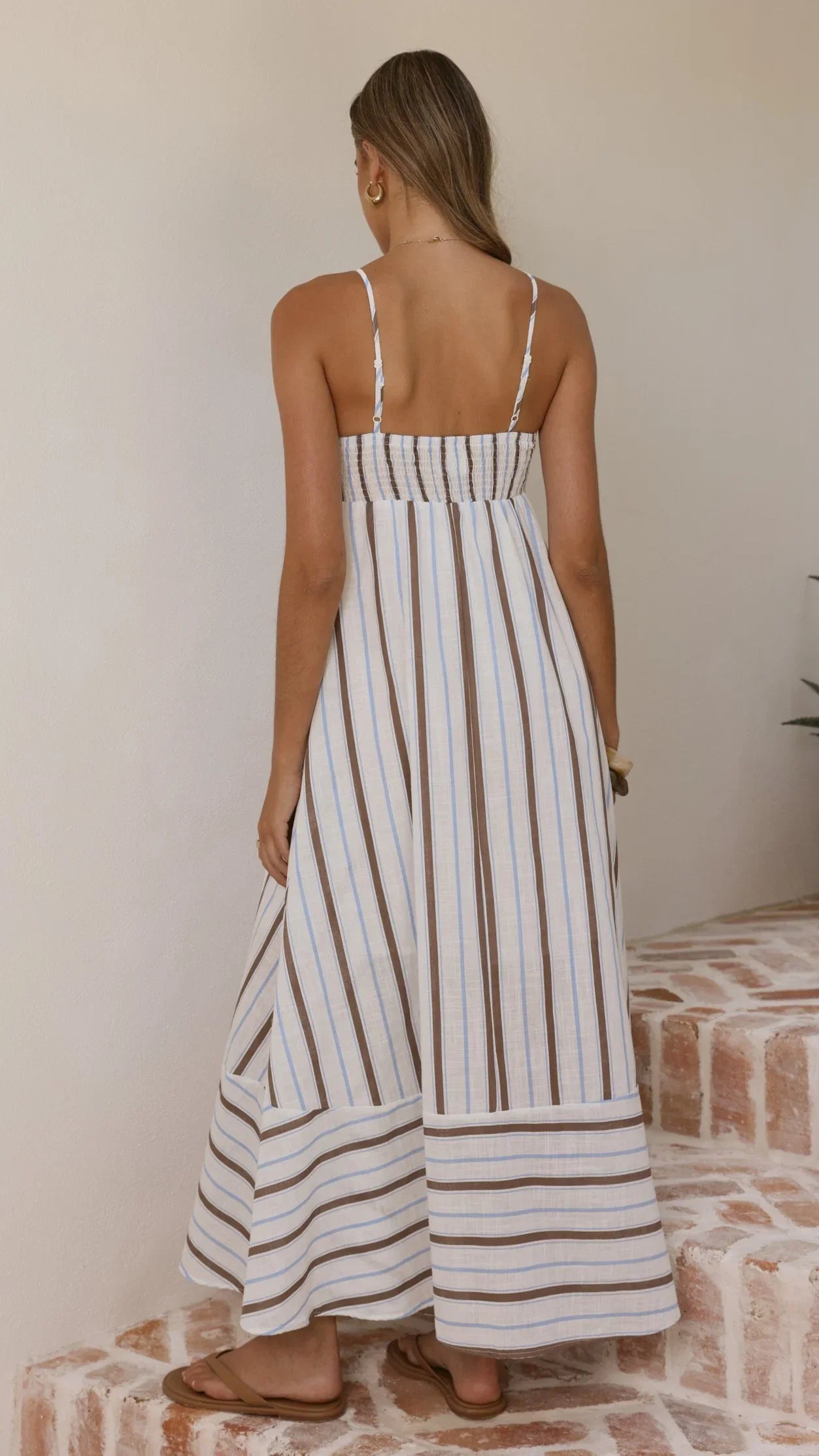 Marcel Maxi Dress Choc Blue Stripe