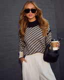 Alma Cross Jacquard Mock Neck Sweater