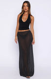 Sunday Strolls Maxi Skirt Black White Polka Dot