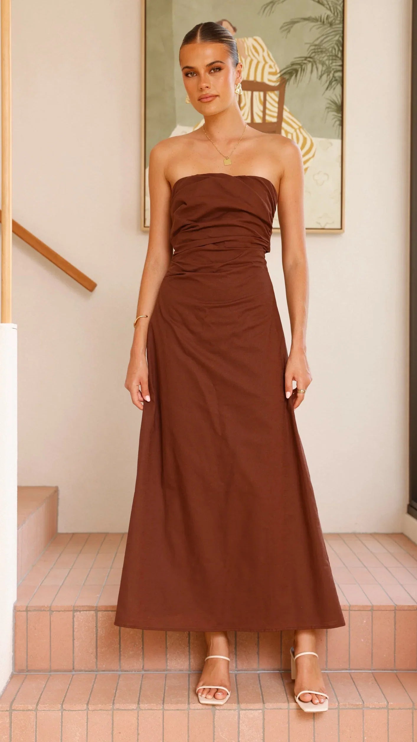 Bolivia Strapless Maxi Dress Chocolate