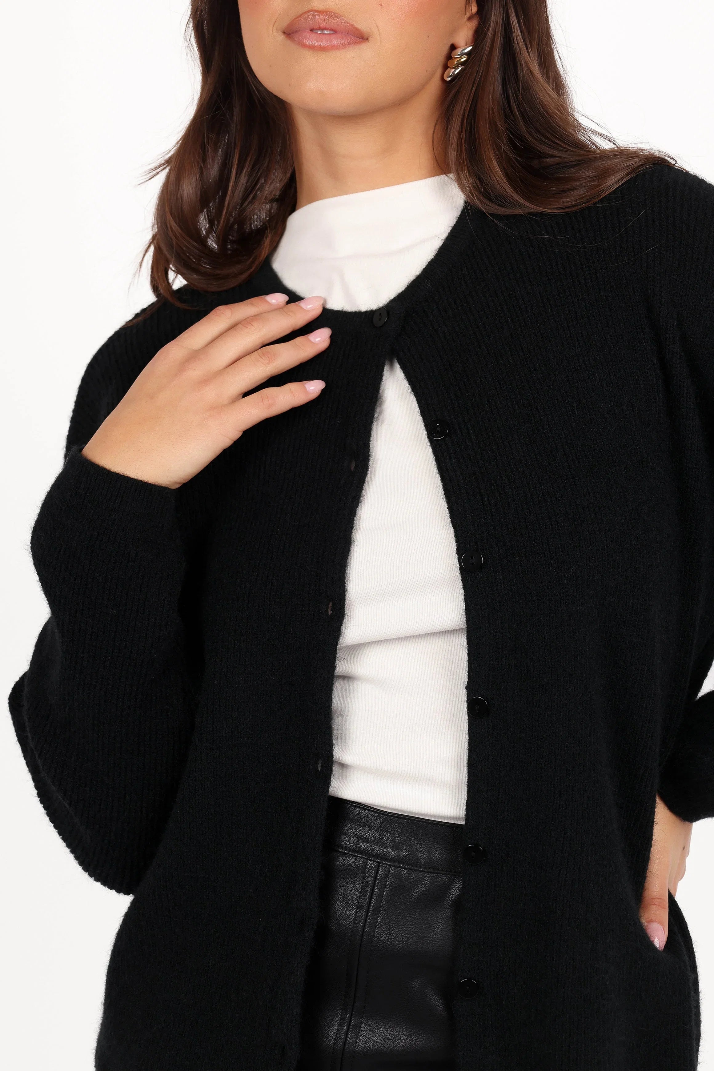 Astor Classic Button Up Cardigan Black