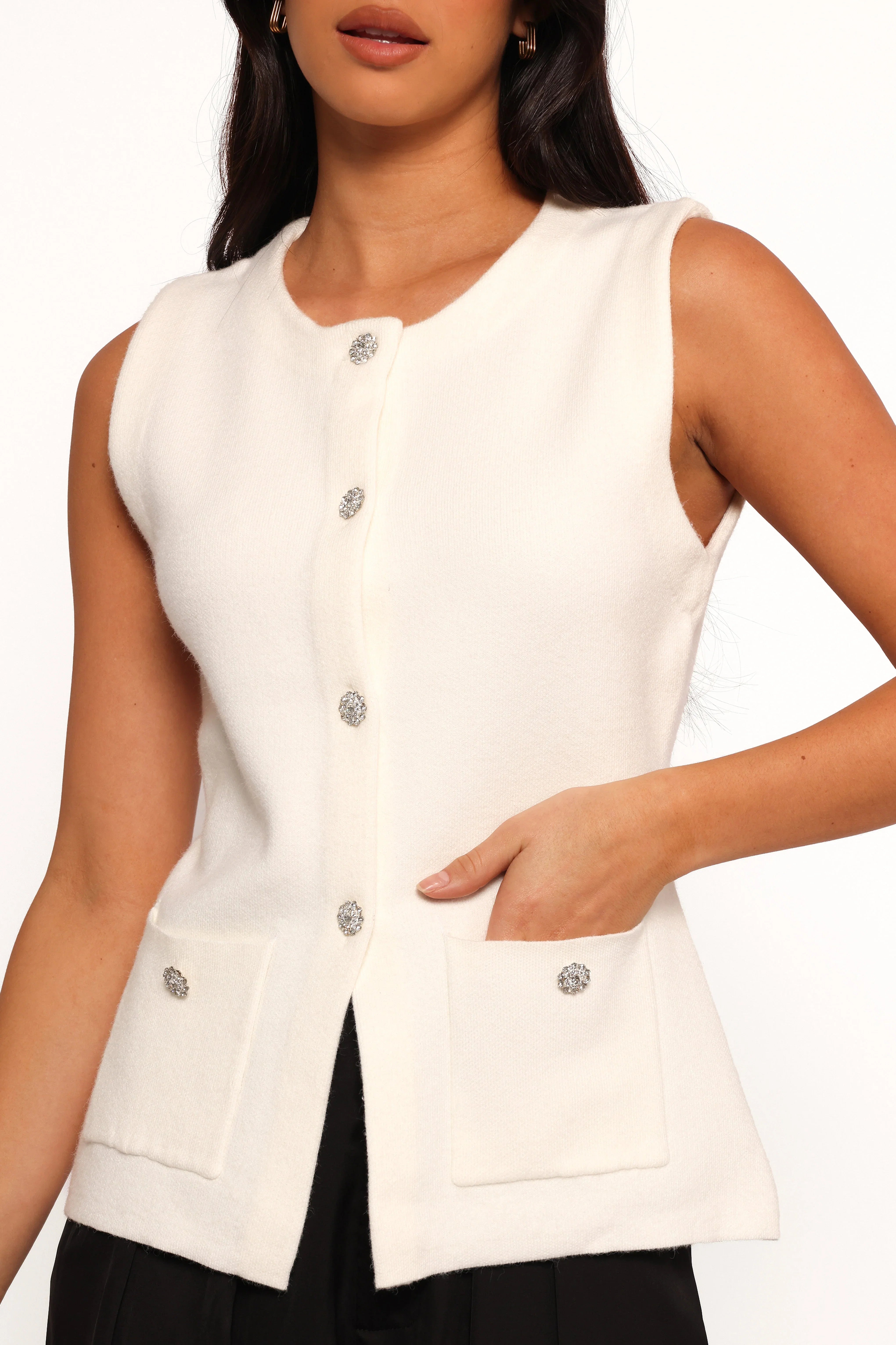 Andrea Knit Vest Top Cream