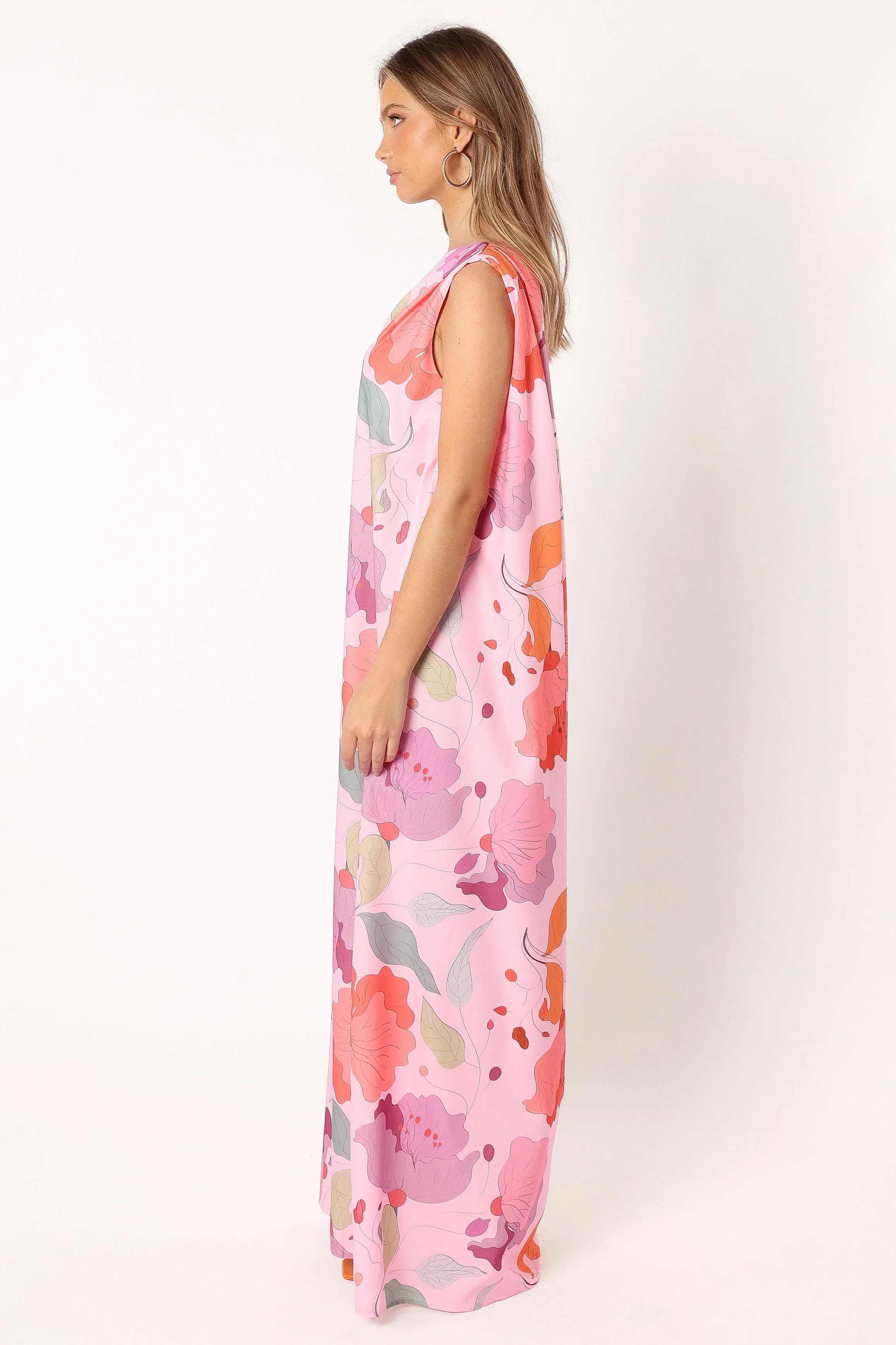 Tillie One Shoulder Maxi Dress Pink Floral
