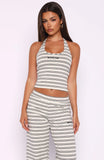 Looking Back Halter Top White Stripe