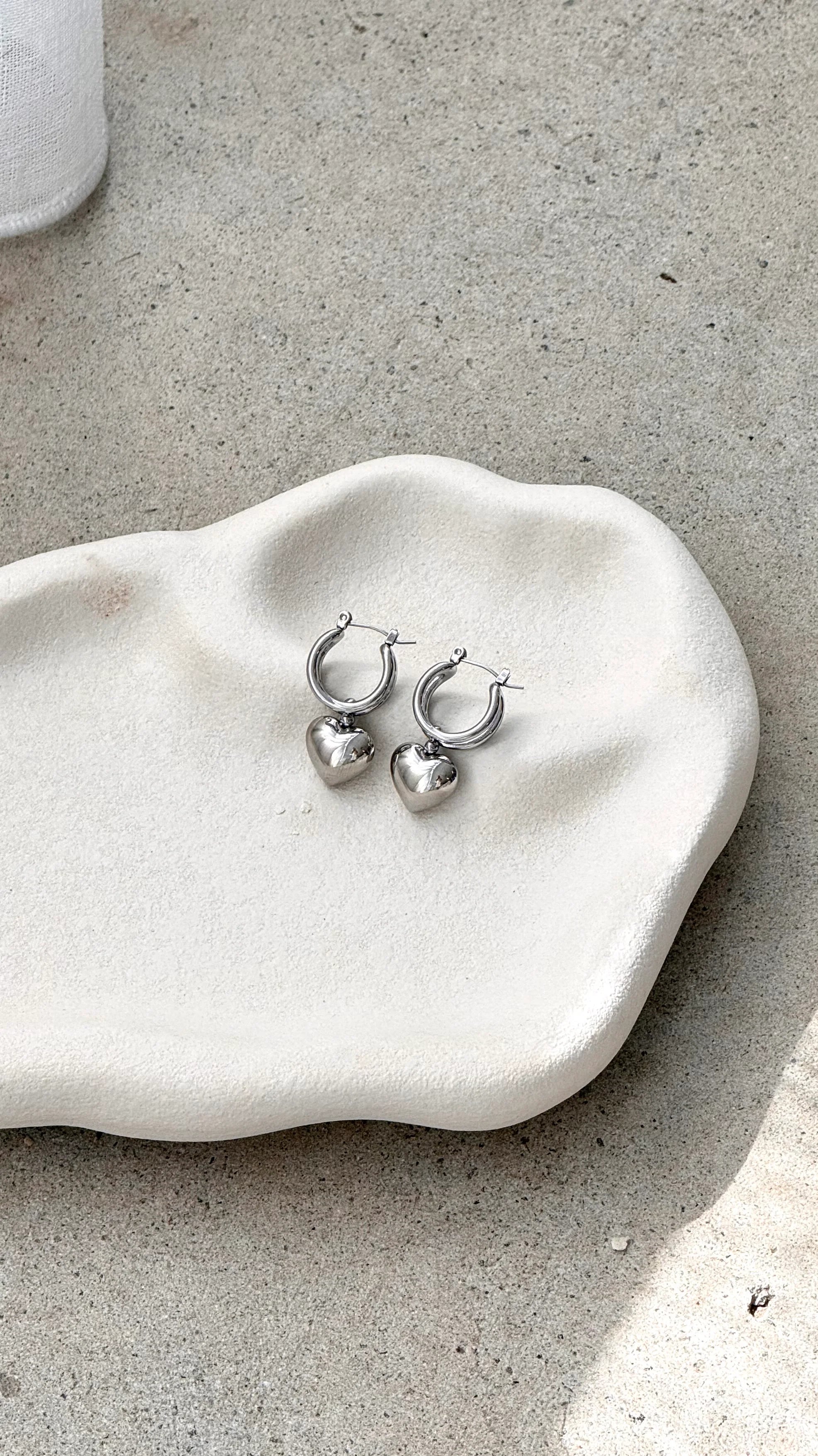Varick Heart Earrings Silver