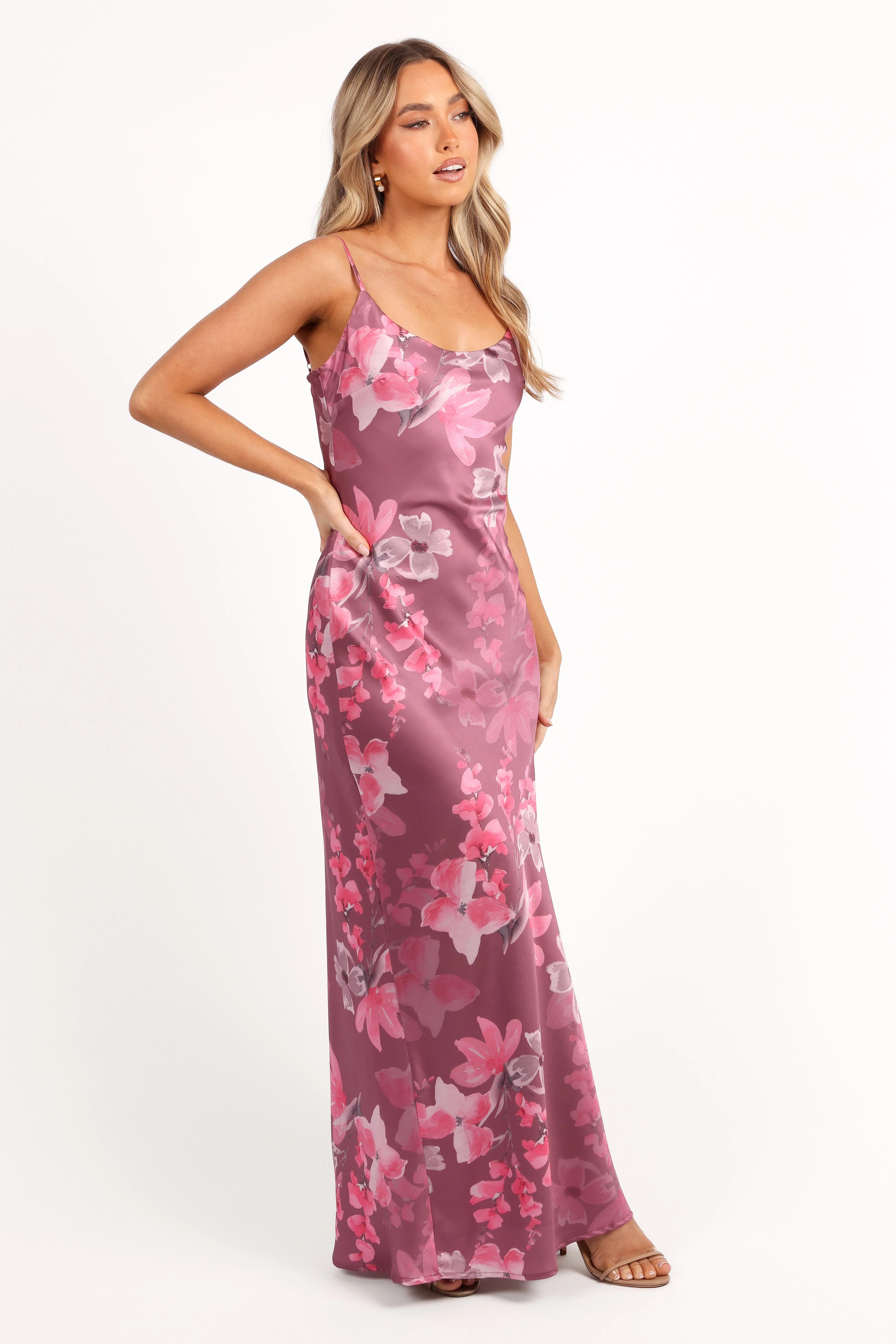 Jamie Maxi Slip Dress Dark Rose Floral