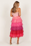 Minnie Tiered Tulle Midi Dress Pink