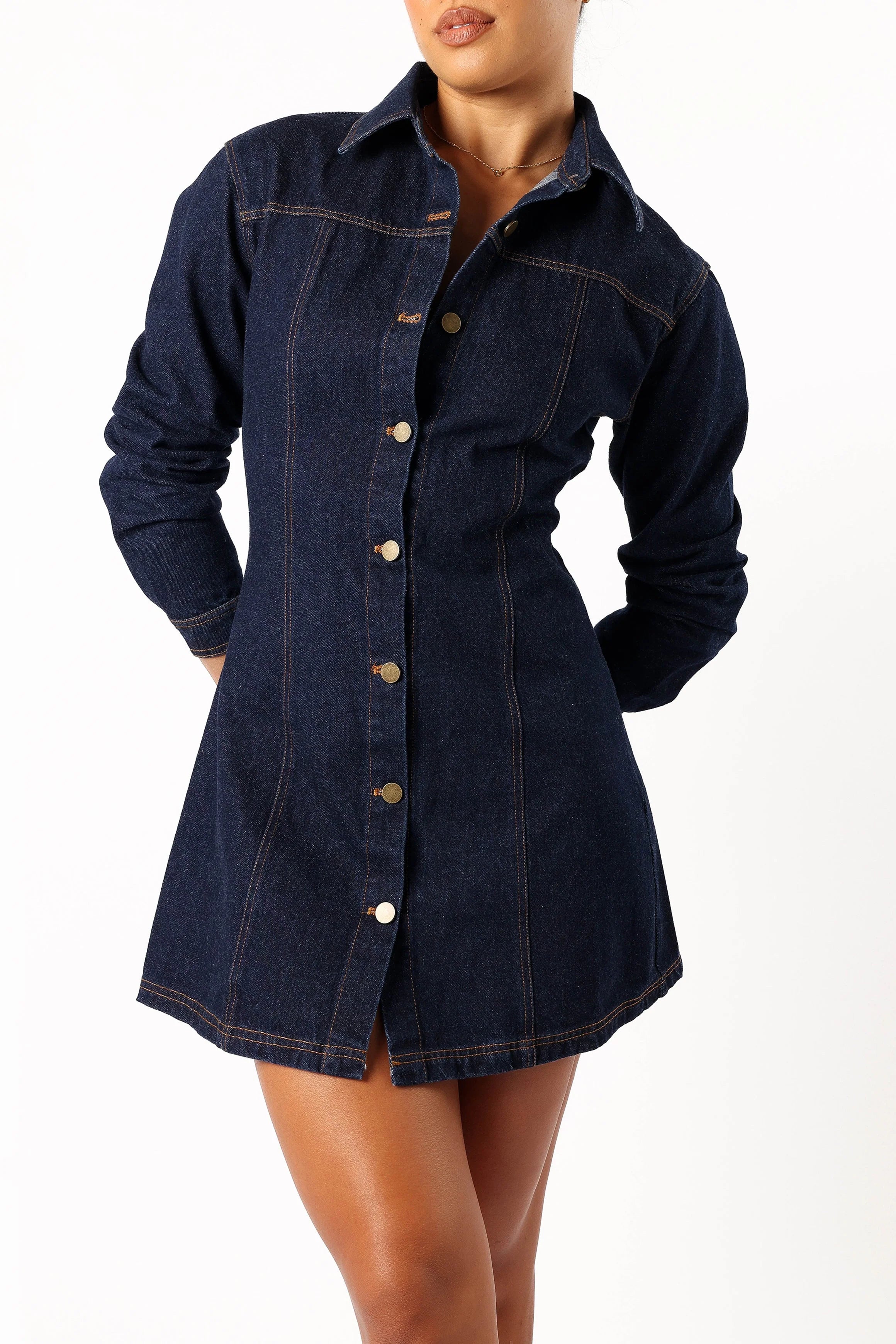 Natala Long Sleeve Mini Dress Denim