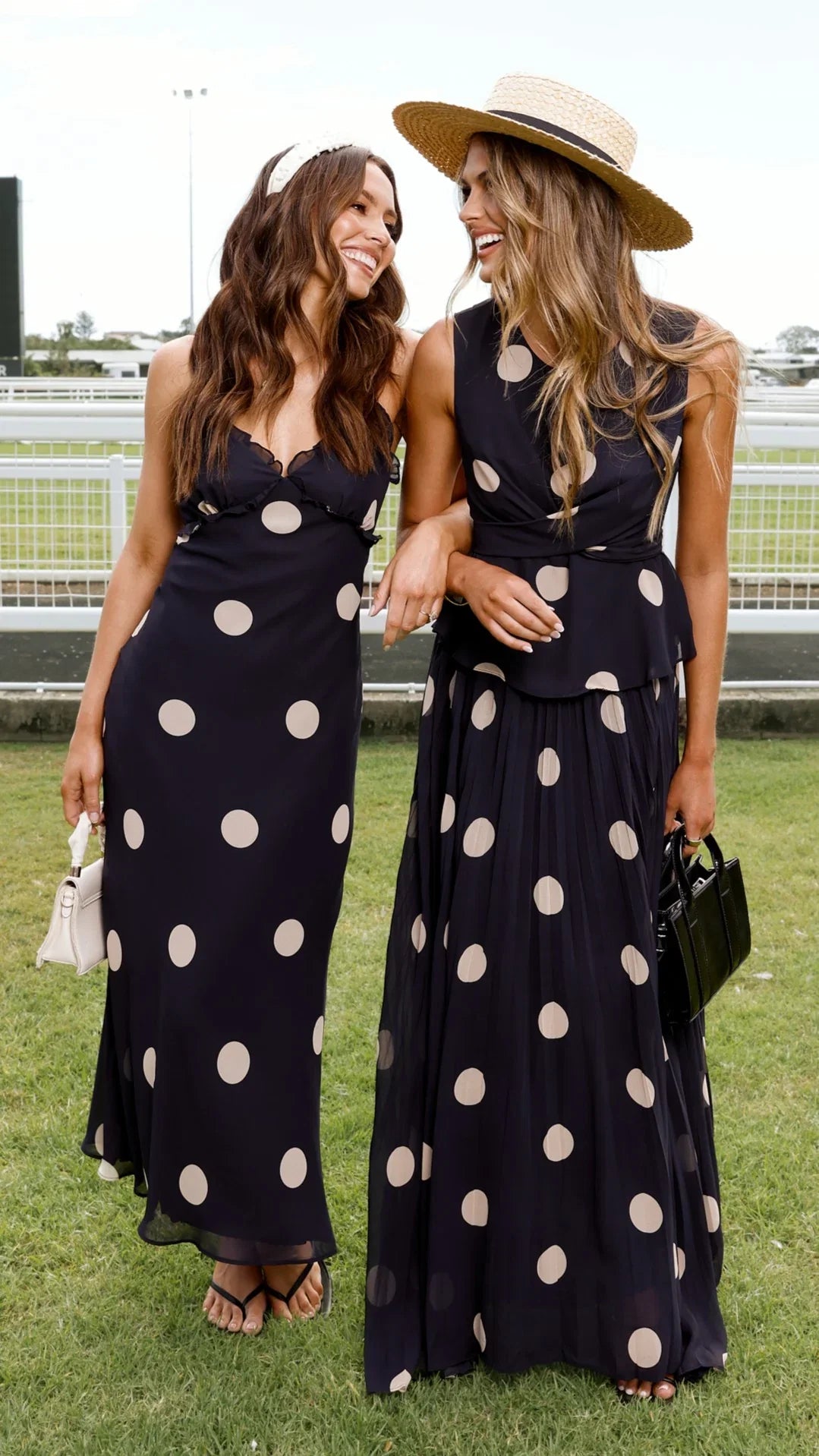 Jianna Maxi Dress Black Cream Polka