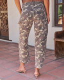 Rolend Super Stretch High Rise Barrel Leg Camo Jeans