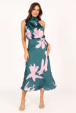 Anabelle Halter Neck Midi Dress Green Pink