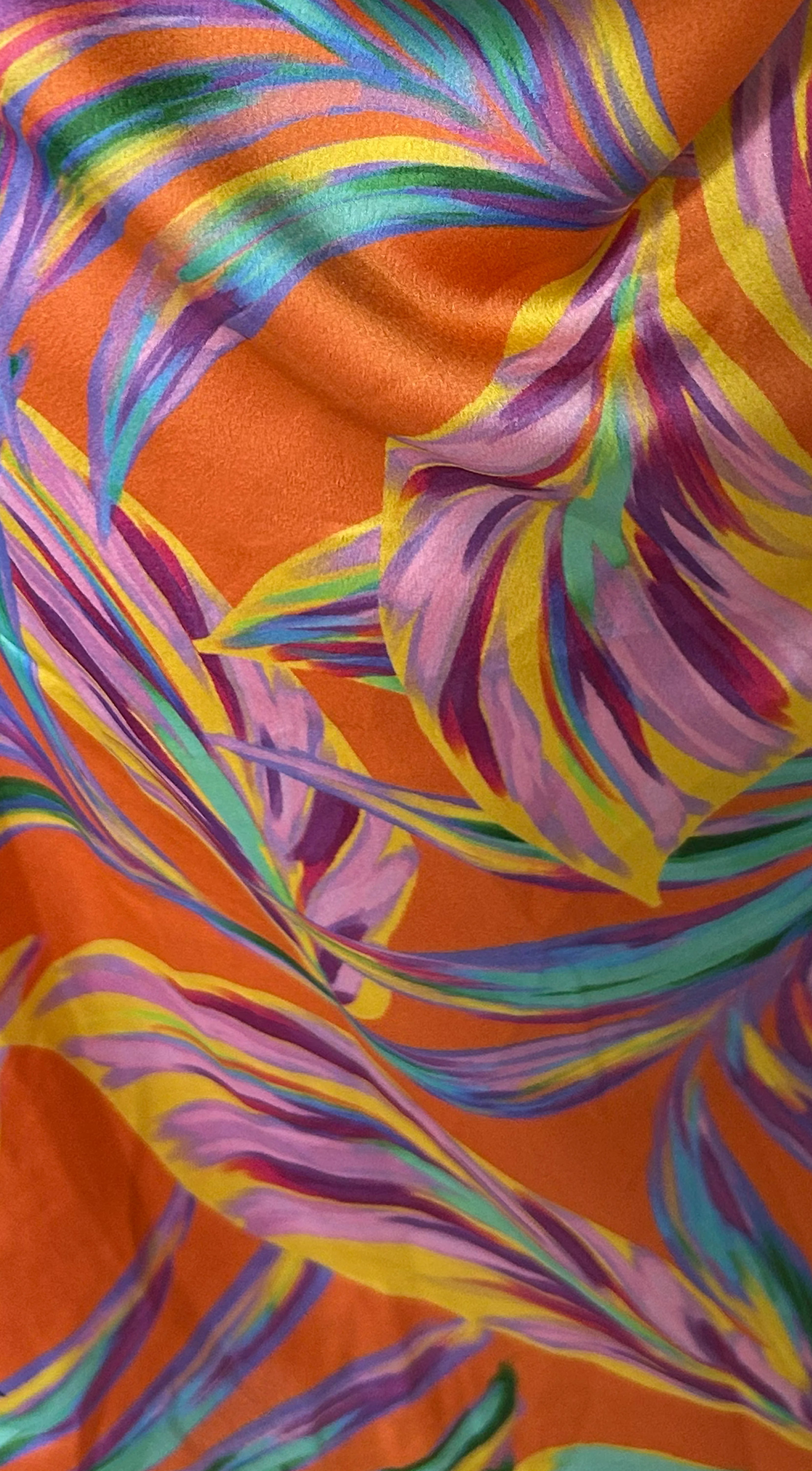 Tropéa Tropical Print Satin Mini Dress Orange Multi