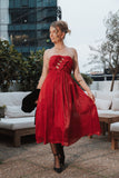 Mila Strapless Midi Dress Red